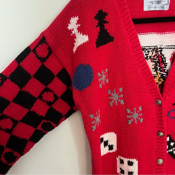 Vintage Signature by Northern Isles Game Queen of Hearts Cardigan Sweater XL - Picture 4 of 8